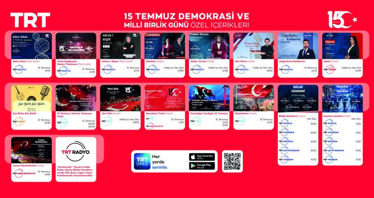 TRT’den '15 Temmuz Demokrasi ve Milli Birlik Günü'ne özel yayınlar